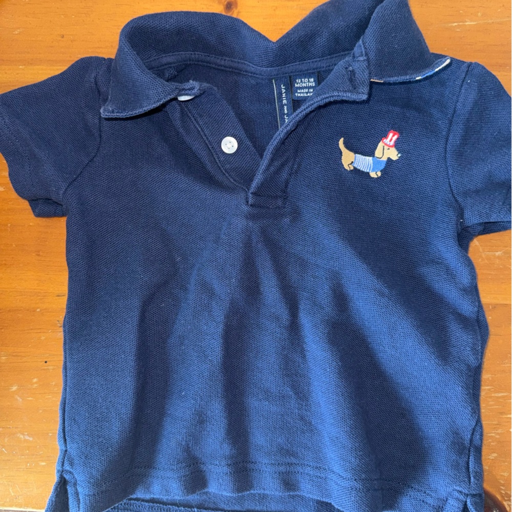 Janie and Jack Navy Fourth of July Polo 12-18M